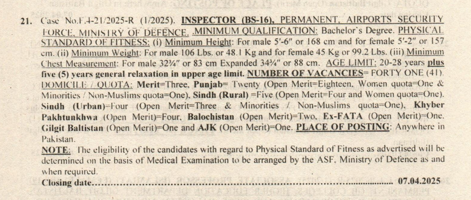 asf inspector jobs advertisement 2025