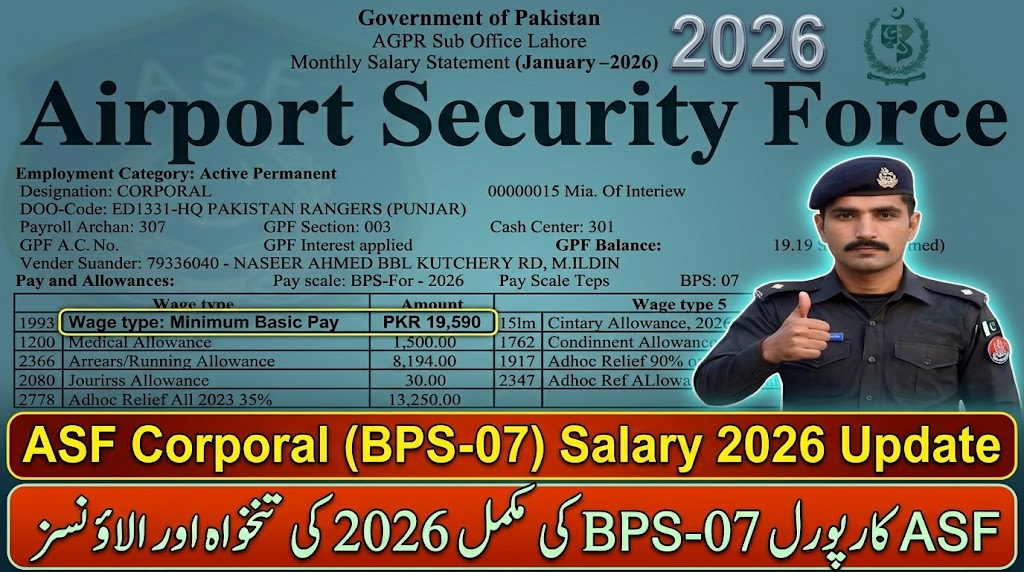 ASF Corporal (BPS-07) Salary in Pakistan 2026